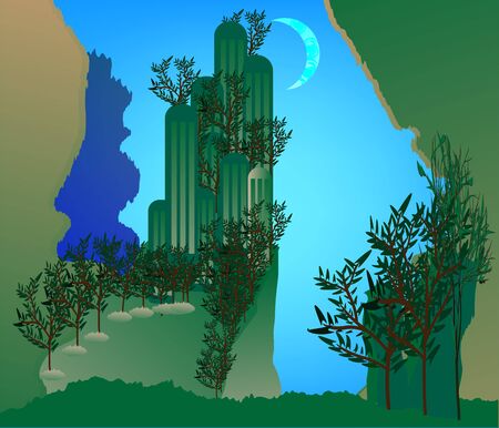 Forgotten Lands in blue sky backgroundのイラスト素材