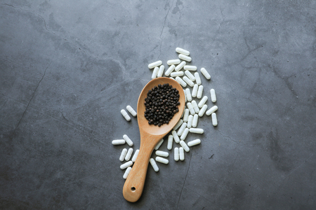 Black pepper herb top view backgroundの写真素材