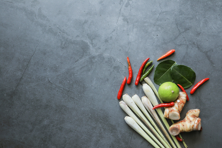 Tom Yum herb top view backgroundの写真素材