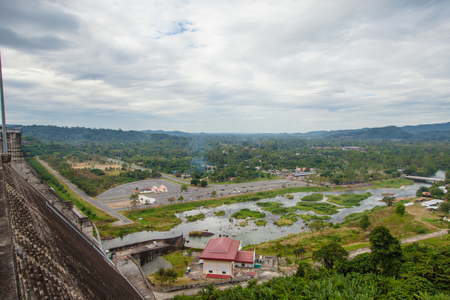 Khun Dan Prakarnchon Dam Boat countrysideの写真素材