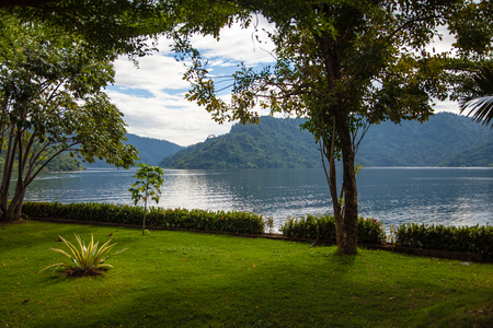 Khun Dan Prakarnchon Dam Boat countrysideの写真素材
