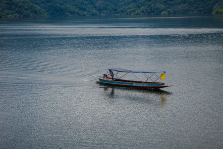 Khun Dan Prakarnchon Dam Boat countrysideの写真素材