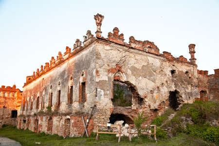 Medziboz castle ancient ruins during the sunsetの写真素材