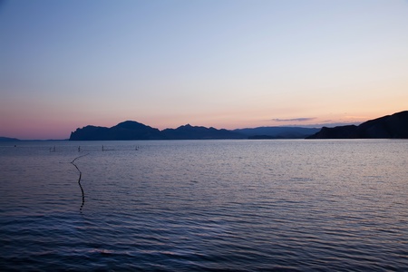 Sunset in Crimea near Kara Dag mountainの写真素材