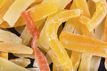 Dried multicolor papaya bars close viewの写真素材