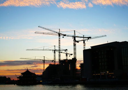 Industrial sunset on the river 