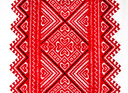 Ukrainian traditional national red and black ornament embroidery の写真素材
