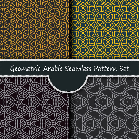 Geometric arabic seamless pattern setのイラスト素材