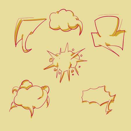 Hand Drawn Vintage Comic Bubble text setのイラスト素材