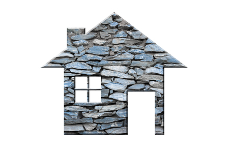 house icon from brick stone texture background as symbol of mortgage,Dream house on nature background, isolated on whiteの写真素材