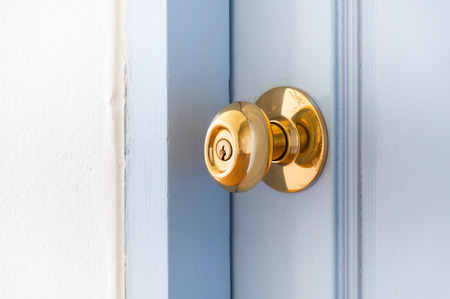Golden Metal Door Knob Open House,Close-up door Golden stainless door knobの写真素材