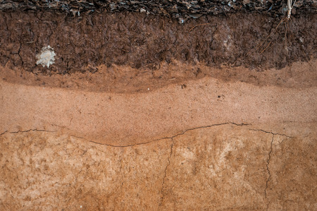 form of soil layers,its colour and textures,texture layers of earthの写真素材