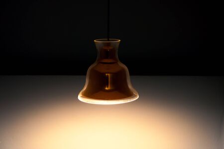 Ceiling lights, worm ceiling light dark backgroundの写真素材