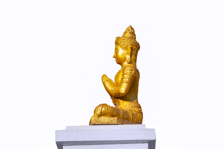 Buddha statue ,Angel  isolated on a white background in  temple thai Northern Thailandの写真素材