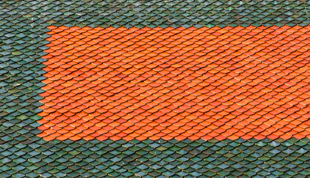 Roof tile texture in temple ,Thai temple roof detail asian style for backgroundの写真素材