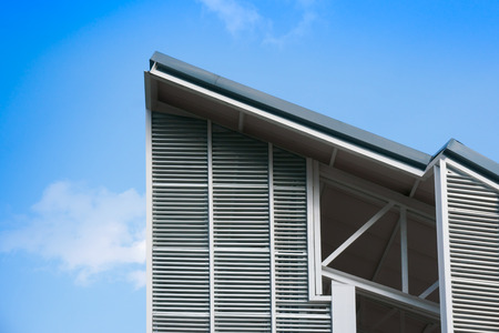 Modern building structure and steel roof ,The Aluminium Habitat Vertical Stripeの写真素材