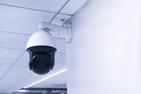 Security CCTV camera or surveillance system in building ,Closed-circuit television,Modern CCTV...