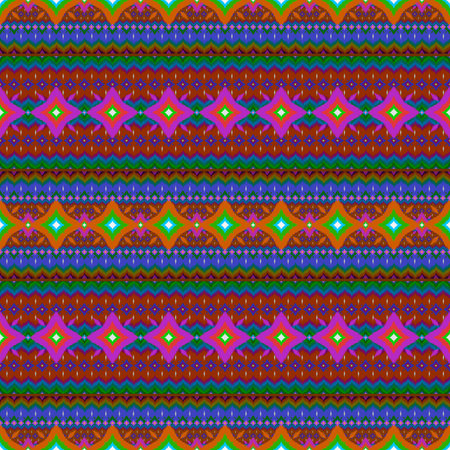 Ikat geometric folklore ornament, Tribal ethnic texture. Seamless striped pattern in Aztec style,...