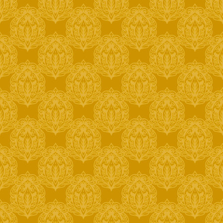 Retro geometric pattern in repeat. Fabric print. Damask style Seamless pattern background, mosaic ornament, vintage style. Design for prints on fabricsの写真素材