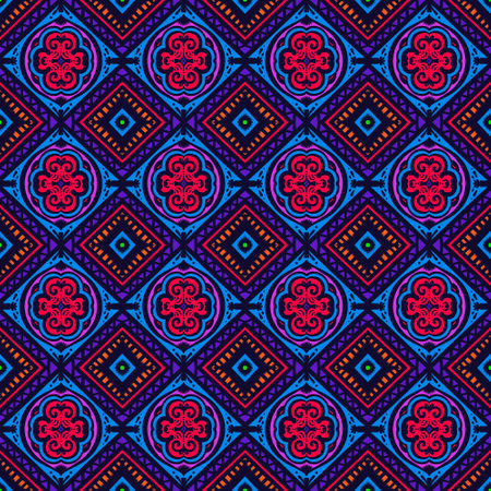 Seamless geometric folklore ornament, Tribal ethnic texture. Seamless striped pattern in Aztec style, Figure tribal embroidery, Scandinavian, Ikat patternの写真素材