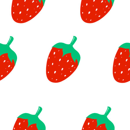 Seamless pattern Strawberry fruit with cartoon isolated on white.Bright of delicious fruit illustration used for backgroundの写真素材