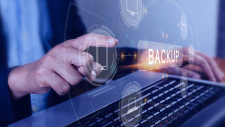 Internet data storage backup, technology business concept, Cloud technology, Data storage, Networking and internet service concept.の写真素材