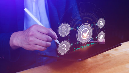 Quality Assurance Control Standards, Standards and Certification Concepts, Guaranteed Quality Guaranteed Service Standard Internet Technology Business Concept.の写真素材