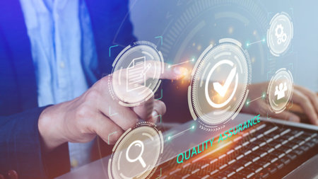 Quality Assurance Control Standards, Standards and Certification Concepts, Guaranteed Quality Guaranteed Service Standard Internet Technology Business Concept.の写真素材