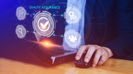 Quality Assurance Control Standards, Standards and Certification Concepts, Guaranteed Quality Guaranteed Service Standard Internet Technology Business Concept.の写真素材