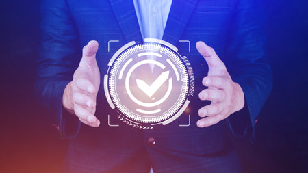 Quality Assurance Control Standards, Standards and Certification Concepts, Guaranteed Quality Guaranteed Service Standard Internet Technology Business Concept.の写真素材