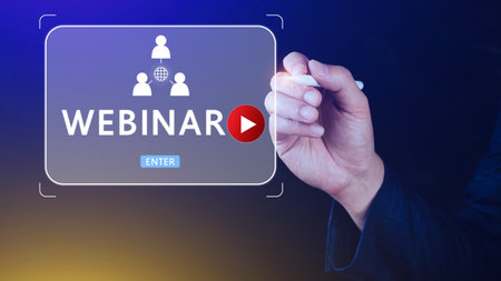 Businessman using with Webinar E-business Browsing Connection, online technology webcast, online education, Communication technology on web. elearningの写真素材