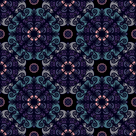 Seamless pattern flower with mandala, vintage decorative elements, vintage decorative elements...