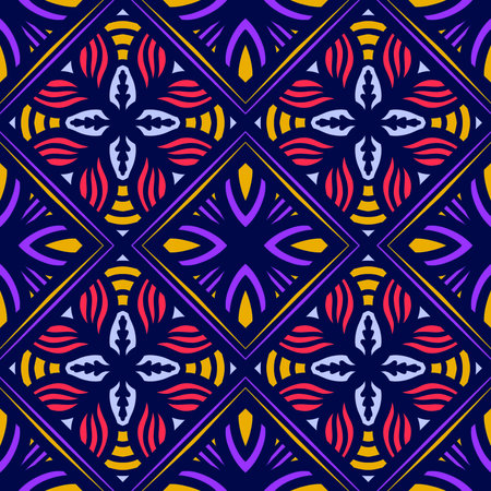 Seamless pattern flower with mandala, vintage decorative elements, vintage decorative elements...