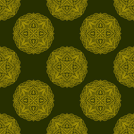 Seamless pattern tile with mandala, vintage decorative elements illustration, Ethnic mandala with...