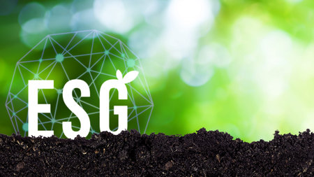 ESG icon concept for environmental, social and governance in sustainable and ethical business on the...