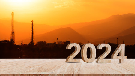 2024 goals of business or life, Silhouette industry to welcome 2024, Happy New Year 2024, Business common goals for planning new project, annual plan, business target achievementの写真素材
