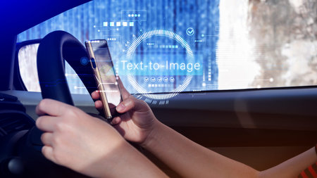 Ai tech Text to image, virtual graphic with AI, Artificial Intelligence, using command prompt for...