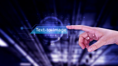 Ai tech Text to image, virtual graphic with AI, Artificial Intelligence, using command prompt for...