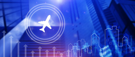 Airplane Aviation Industry concept, Flight booking networking, Airplane icon. Travel icons about...