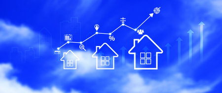 Real estate investment concept, Buy, own, sell properties for profit, Cash flow, appreciation, tax advantages. Research, strategy, Real estate investment yields financial rewards, real estate marketの写真素材