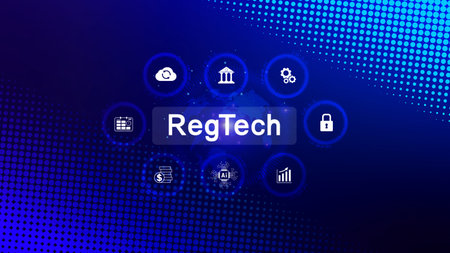 Regtech, Regulatory technology concept, management of regulatory processes with financial industry through technology, Regulatory monitoring, reporting and compliance, Machine learning tech.の写真素材