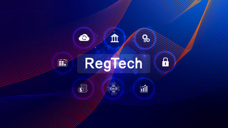 Regtech, Regulatory technology concept, management of regulatory processes with financial industry through technology, Regulatory monitoring, reporting and compliance, Machine learning tech.の写真素材