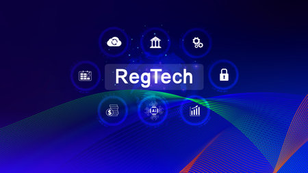 Regtech, Regulatory technology concept, management of regulatory processes with financial industry through technology, Regulatory monitoring, reporting and compliance, Machine learning tech.の写真素材