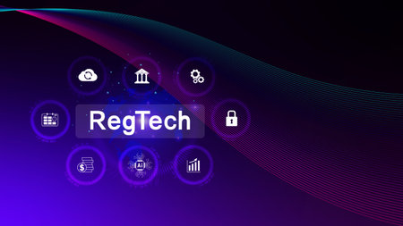 Regtech, Regulatory technology concept, management of regulatory processes with financial industry through technology, Regulatory monitoring, reporting and compliance, Machine learning tech.の写真素材