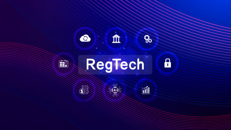 Regtech, Regulatory technology concept, management of regulatory processes with financial industry...