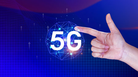 5G network concept, Business using with holographic digital globe with interconnected 5G symbols, 5G...