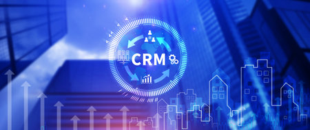 CRM concept, Customer relationship management department, Data exchanges development. customer service, Banking, Techology, Business strategy.の写真素材