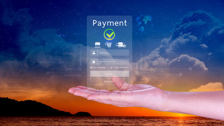 Digital online payment concept, Business with online payment and shopping online payment, banking, Online Money Transfer Confirmed, Concept online banking, payment transfer.の写真素材
