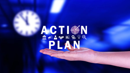 Action plan concept, Business and marketing, objective, strategy, Plan and implementation, action...