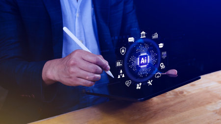 AI Artificial intelligence for business concept. AI brain processors in the concept of AI engineering, Innovative technology Machine learning.の写真素材